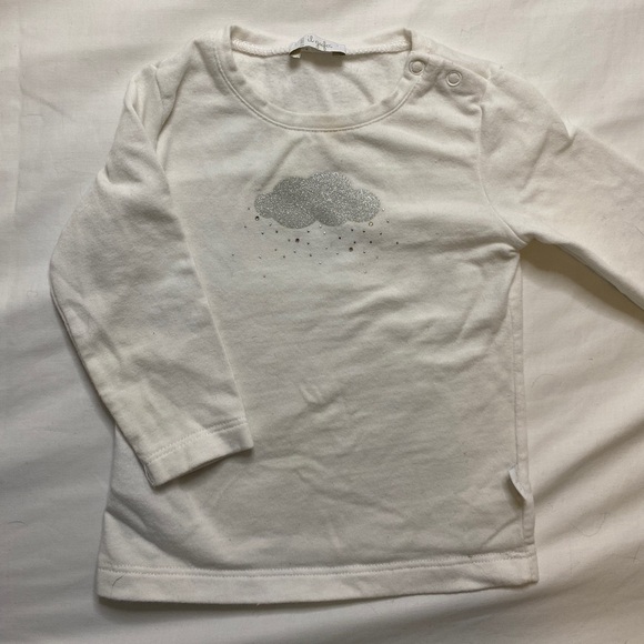 Il gufo long sleeve tshirt with cloud motif and small crystals - Picture 1 of 5